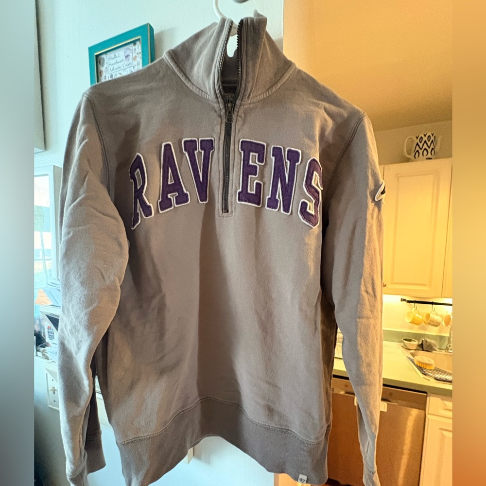 Ravens Gray Quarter-Zip Sweater